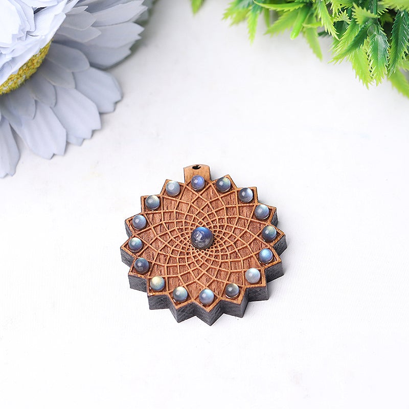 Wooden Chakra Crystal Pendant Wholesale Crystals USA