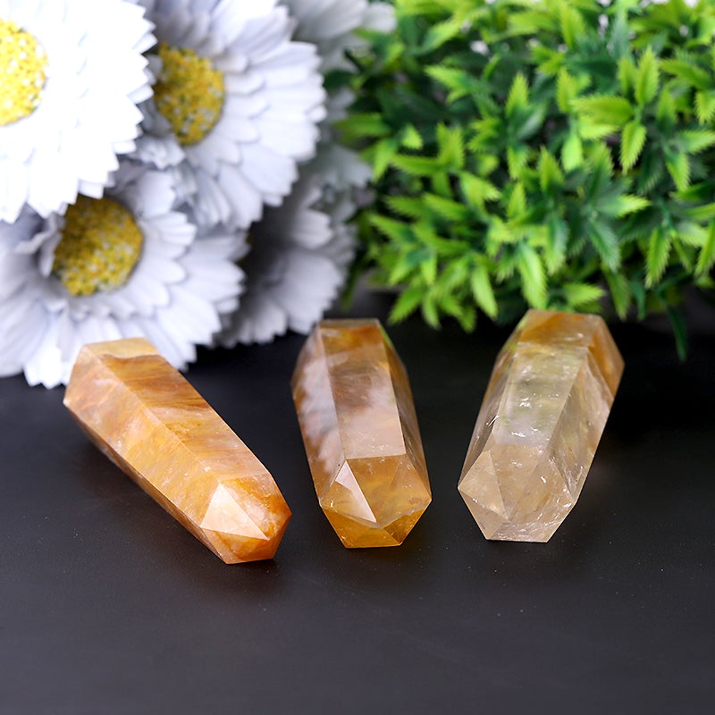 3.5" Set of 3 Golden Healer Crystal Points  Wholesale Crystals USA