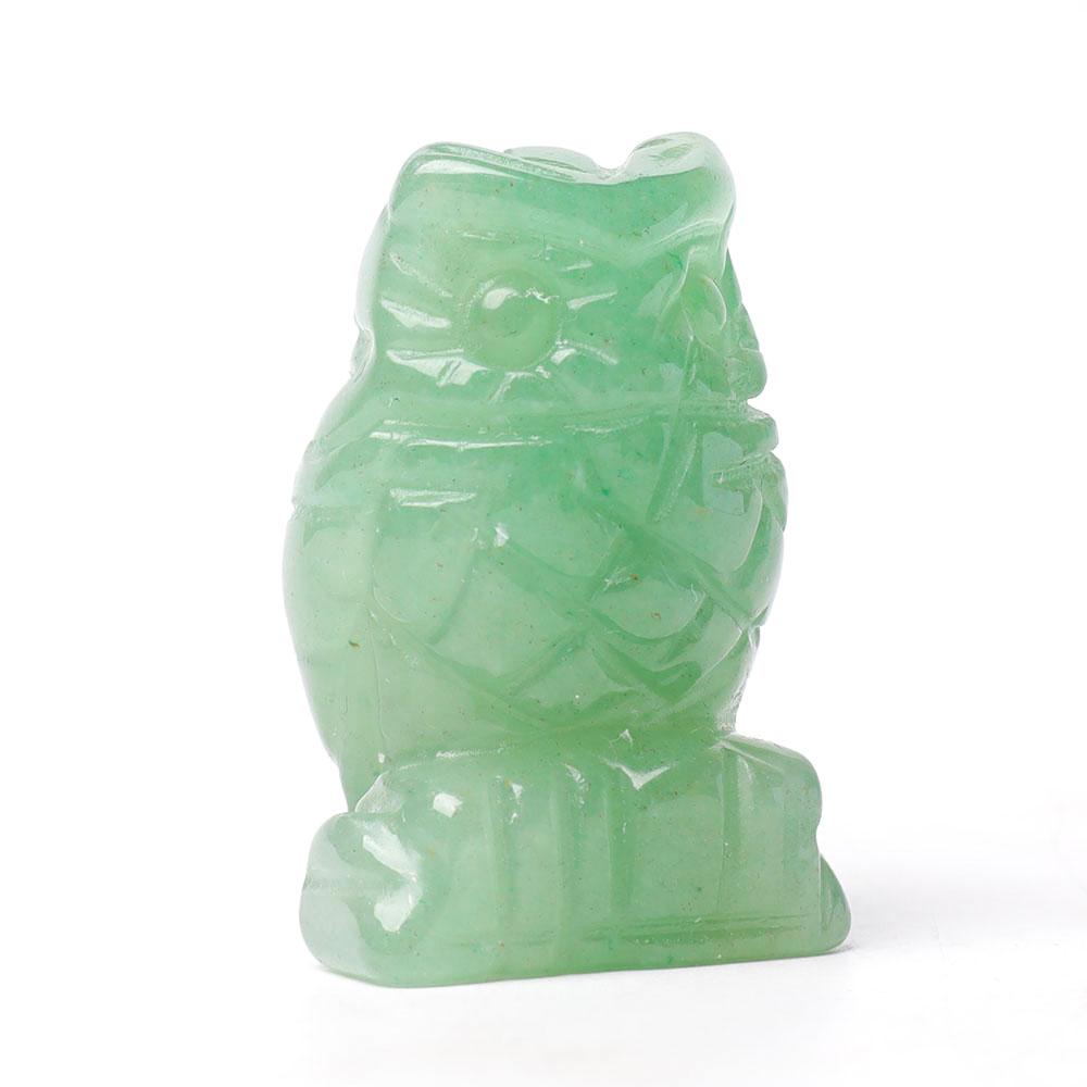 2.0" Aventurine Owl Figurine Crystal Carvings Wholesale Crystals USA