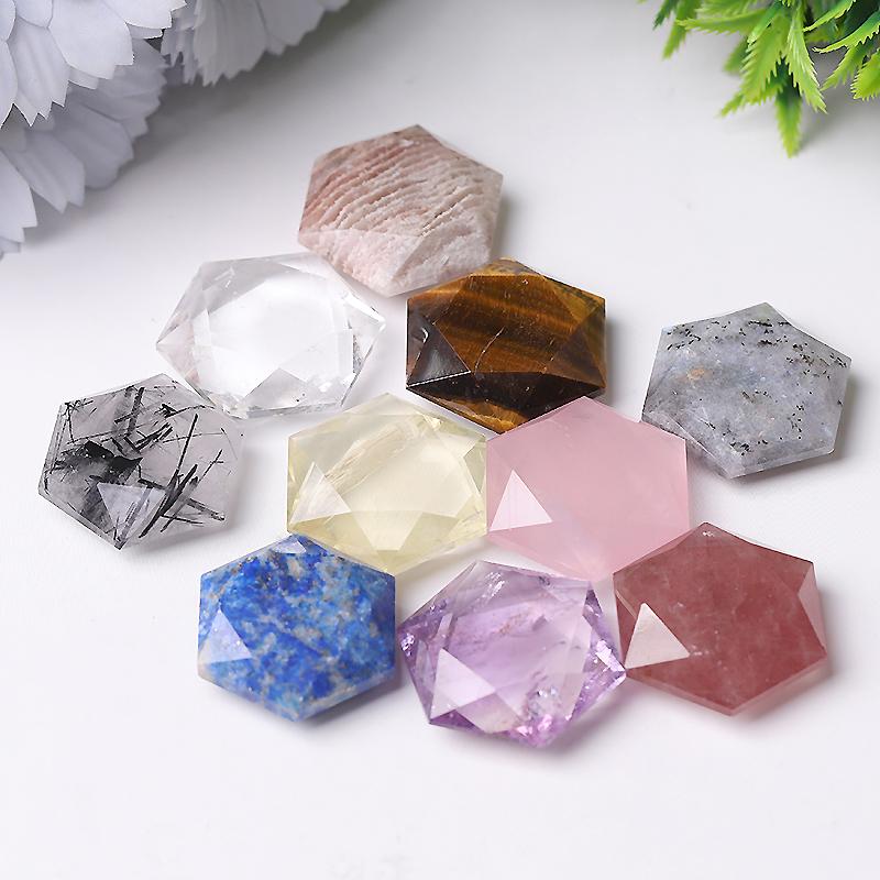 1" Crystal Hexagon Pocket Stone  for Pendant for DIY Wholesale Crystals USA