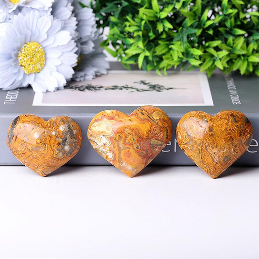 2.0-2.5" Crazy Agate Heart Shape Crystal Carving Wholesale Crystals USA