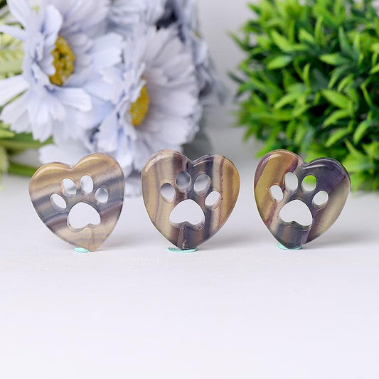 1.5" Heart with Cat Paw Shape Crystal Carvings Wholesale Crystals USA
