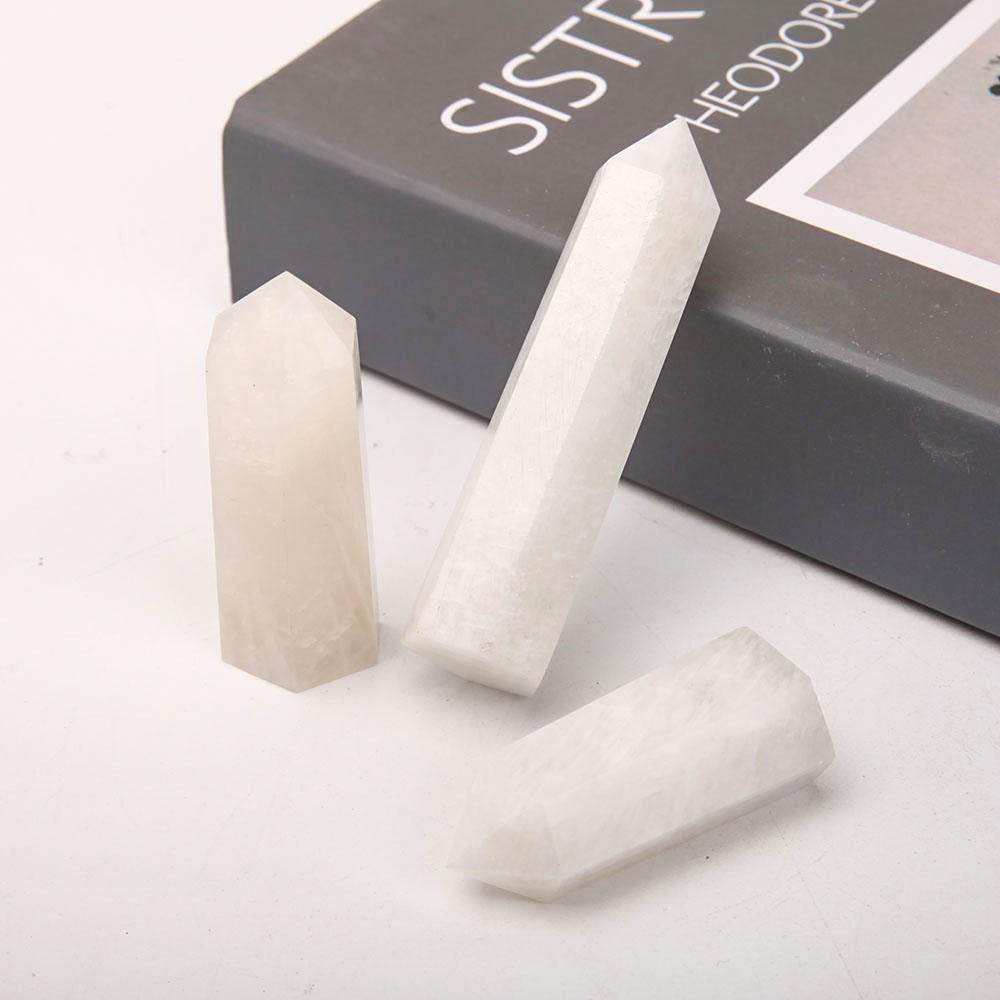 Set of 3 White Moonstone Points Wholesale Crystals USA