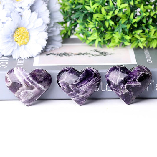 2.0-2.5"Dream Amethyst Heart Shape Crystal Carvings Wholesale Crystals USA